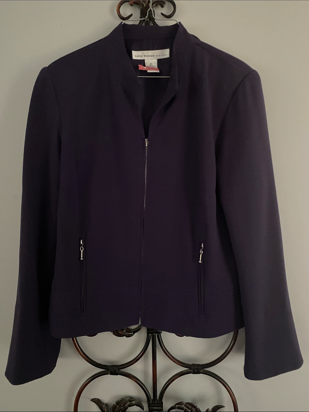 David Warren Women’s Plum Zip-Front Blazer